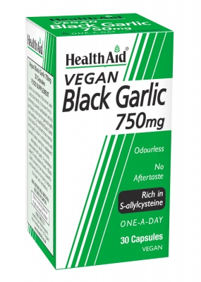 Health Aid Vegan Black Garlic 750mg 30 Caps